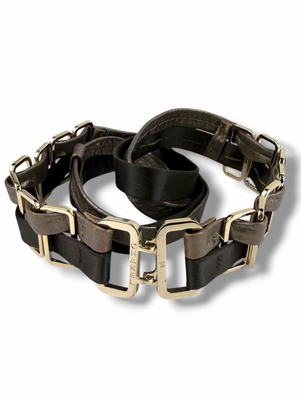 Rare ARCHIVE Chanel 2004 Runway Belt Karl Lagerfeld Era Leather & Gold 85 - Picture 11 of 16